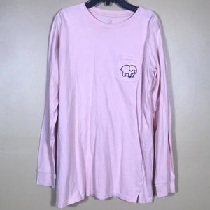 Ivory Ella‎ Shirt Womens Medium Pink Long Sleeves Tee Elephant Graphic